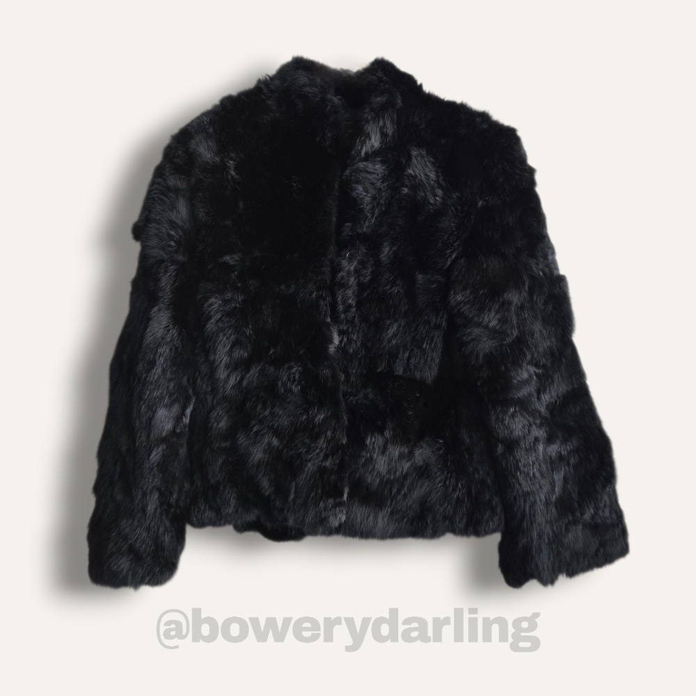 90s Rabbit Fur Coat ❤️ SO SOFT ❤️ - Black (L)